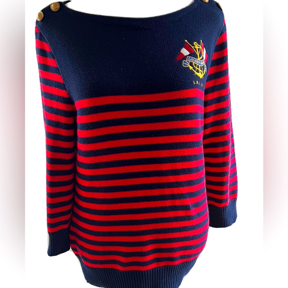 Lauren Ralph Lauren Nautical Stripe Emblem Sweater Go… - Gem